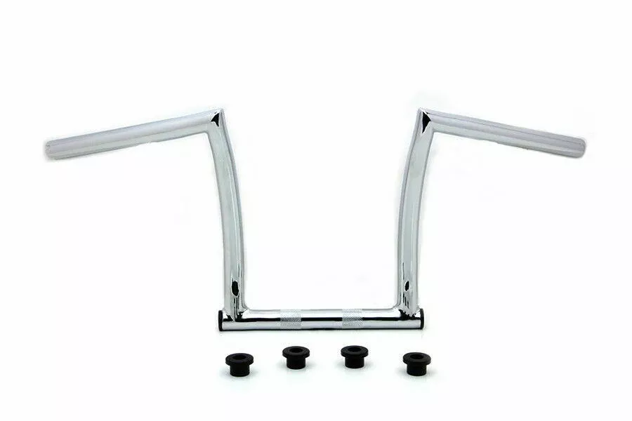 11" Chrome Chiseled Z-Shaped Handlebar with Grooves for Harley-Davidson