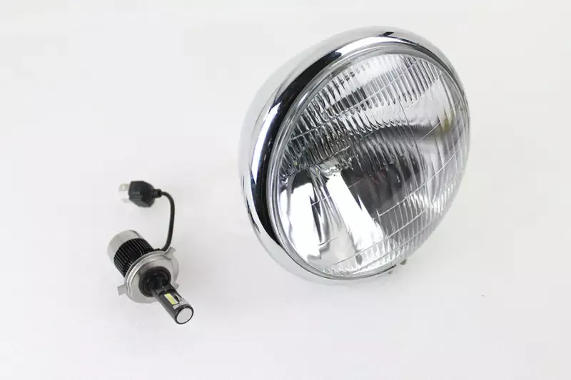 12 Volt Spring Fork H-4/LED Headlamp Unit Chrome