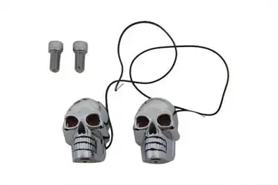 2 Chrome Skull Marker Lamp