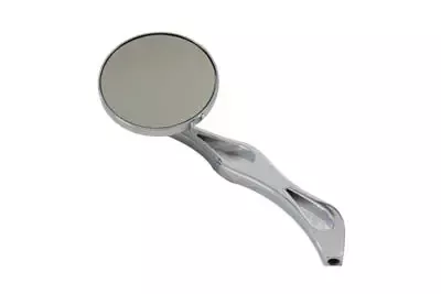3 Billet Round Mirror with Billet Flame Stem