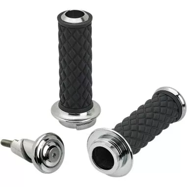 Alumicore Chrome Throttle-by-Cable Grip Set for Harley Davidson