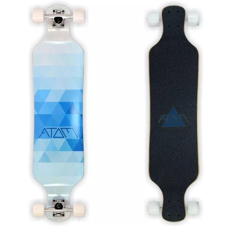 Atom Drop Deck 39" Longboard Blue Triangles 40020 Fully Assembled