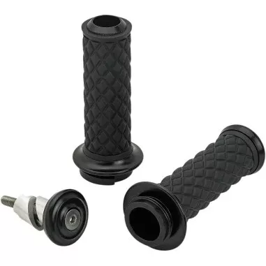 Black Alumicore Throttle-by-Cable Grip Set for Harley Davidson