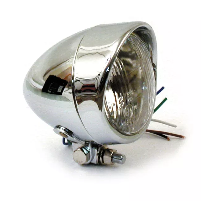 Bullet 4" H4 Headlight with Chrome Visor for Harley-Davidson