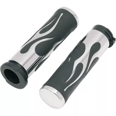 Chrome Flame Grips for Harley-Davidson