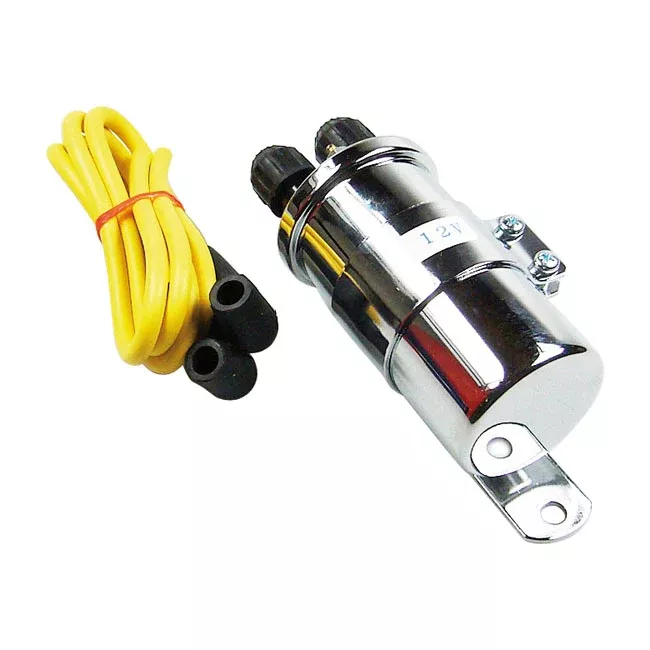 Custom Round Ignition Coil Kit, 12V, Chrome for Harley-Davidson