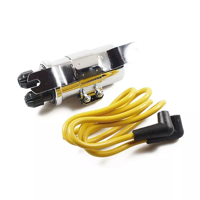 Custom Round Ignition Coil Kit, 6V. Chrome for Harley-Davidson