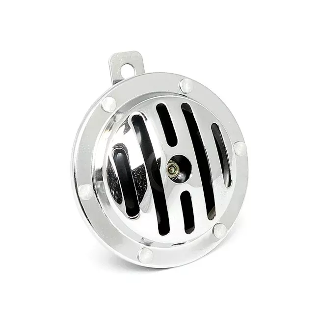 Custom Round Slotted Horn, 100mm, Chrome for Harley Davidson