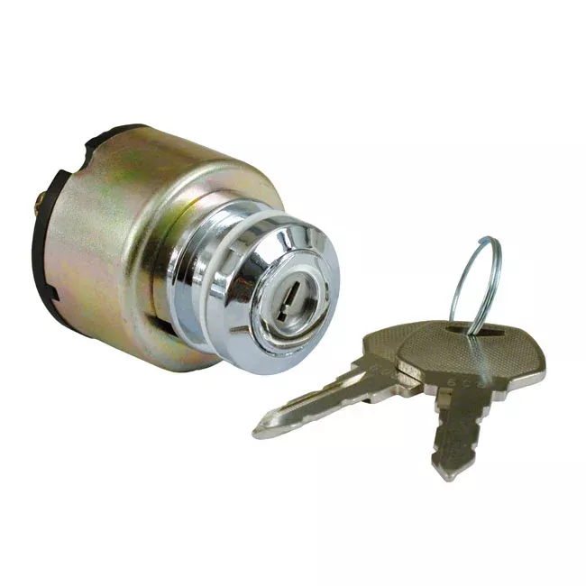 FX Style 'Thick' Ignition Switch, Round Key, Chrome for Harley-Davidson