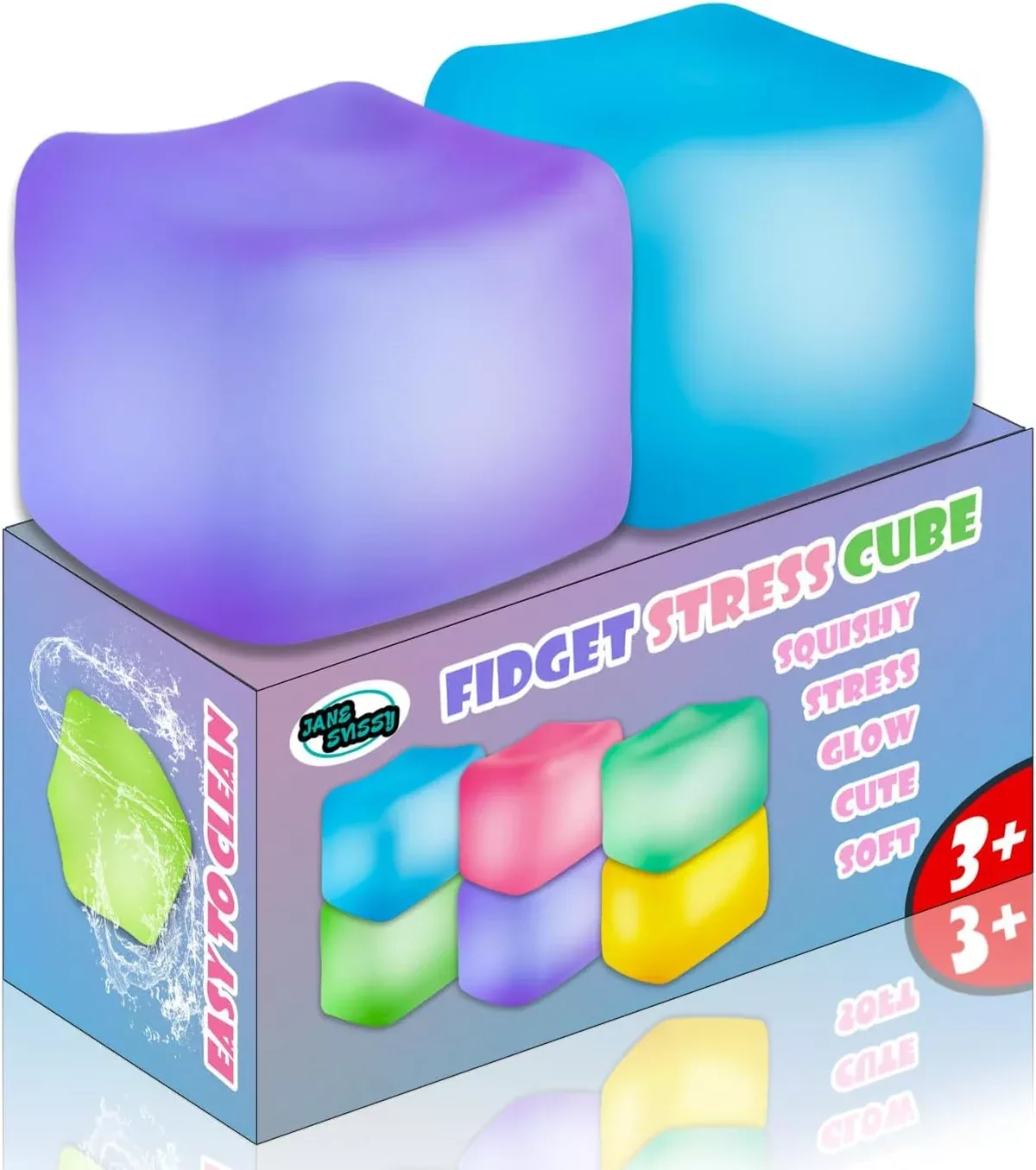 JANESVISSY 2 Pieces Stress Cube Glow