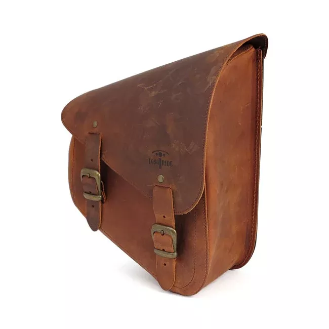 Longride Brown Leather Saddlebag for Harley-Davidson
