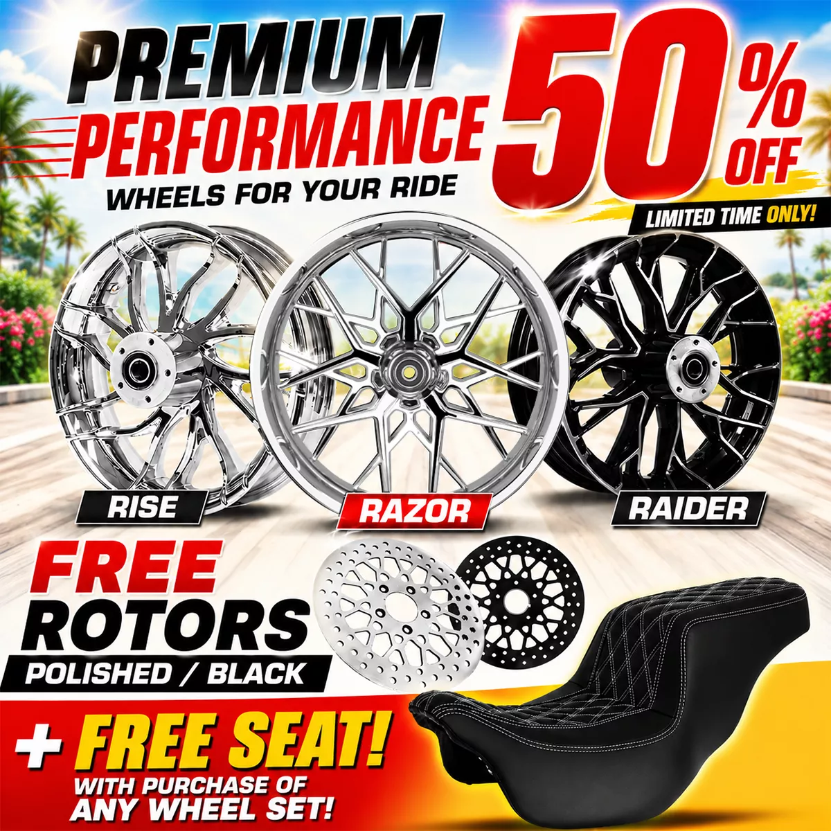 [SALE] ALLOY WHEEL SET WITH FREE SEAT