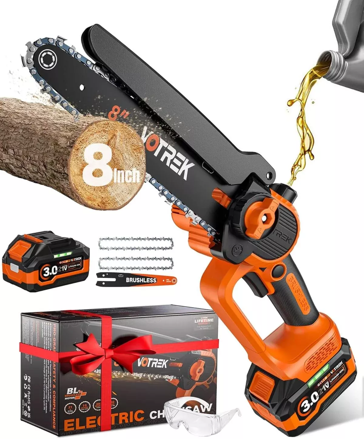VOTREK Cordless Battery Powered Handheld Mini Chainsaw